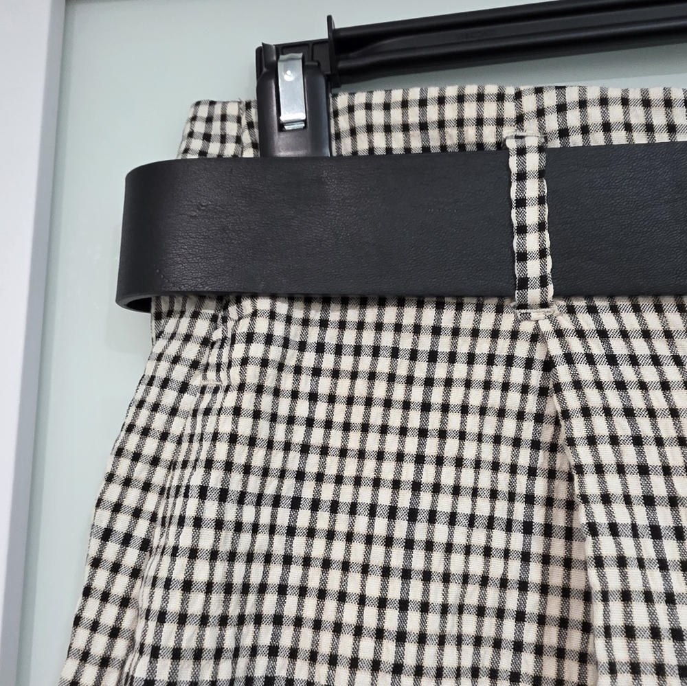 Zara Belted Giingham Plaid Cotton Shorts - Picture 3 of 15